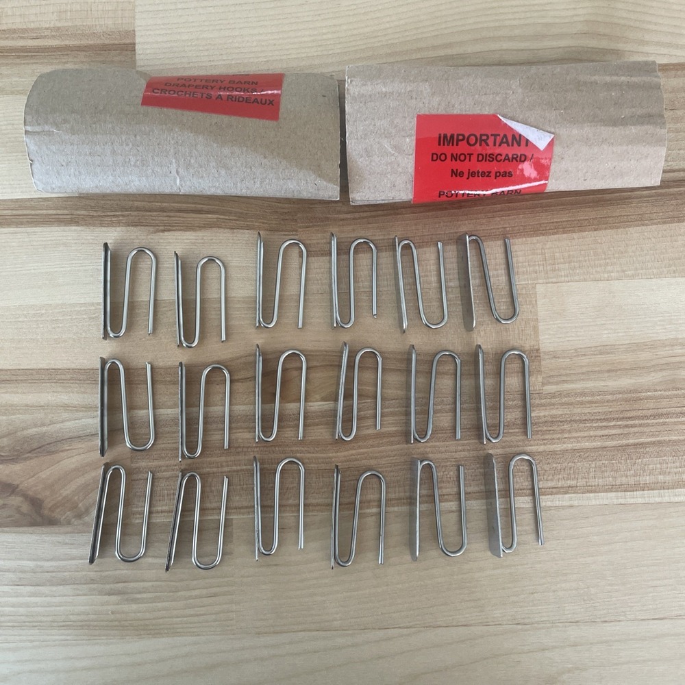 Pottery Barn (Set of 18) Drapery Hooks Curtain Replacement Hooks Silver tone NEW